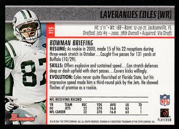 2001 Bowman #113 Laveranues Coles Back