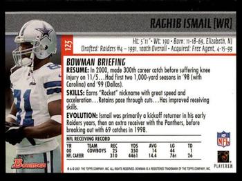 2001 Bowman #123 Raghib Ismail Back