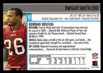 2001 Bowman #138 Dwight Smith Back