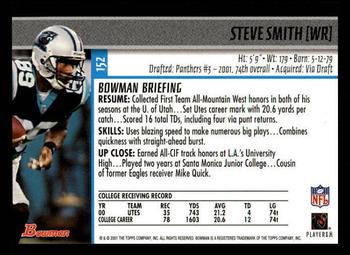2001 Bowman #152 Steve Smith Back