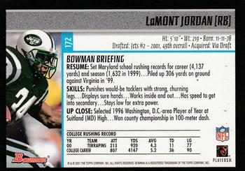 2001 Bowman #172 LaMont Jordan Back