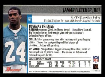 2001 Bowman #185 Jamar Fletcher Back