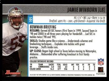 2001 Bowman #195 Jamie Winborn Back