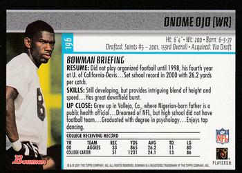 2001 Bowman #196 Onome Ojo Back