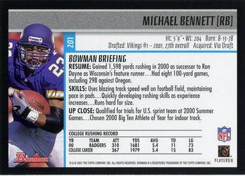 2001 Bowman #201 Michael Bennett Back