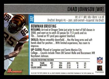 2001 Bowman #207 Chad Johnson Back