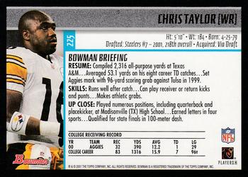 2001 Bowman #225 Chris Taylor Back