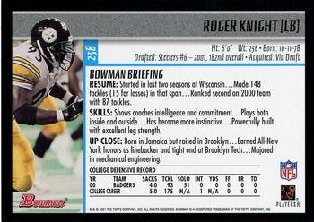 2001 Bowman #238 Roger Knight Back