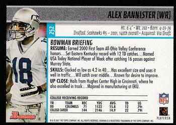 2001 Bowman #252 Alex Bannister Back