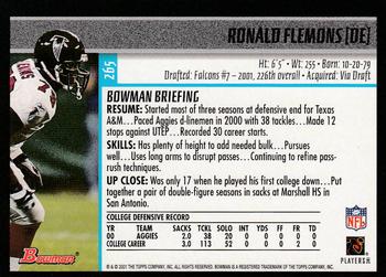 2001 Bowman #265 Ronald Flemons Back