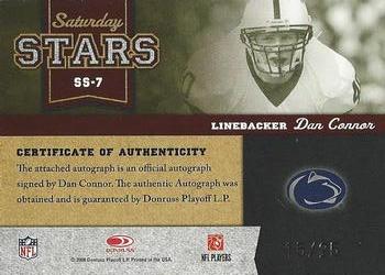2008 Donruss Classics - Saturday Stars Autographs #SS-7 Dan Connor Back