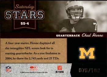 2008 Donruss Classics - Saturday Stars Gold #SS-4 Chad Henne Back