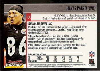 2001 Bowman Chrome #52 Hines Ward Back