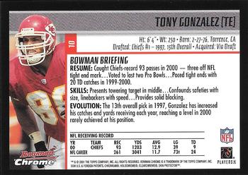 2001 Bowman Chrome #10 Tony Gonzalez Back