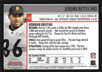 2001 Bowman Chrome #13 Jerome Bettis Back