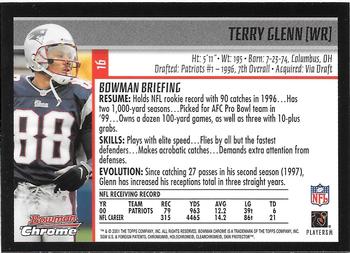2001 Bowman Chrome #16 Terry Glenn Back