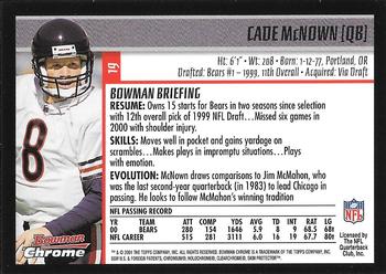 2001 Bowman Chrome #19 Cade McNown Back