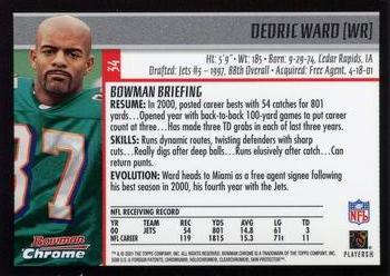 2001 Bowman Chrome #34 Dedric Ward Back