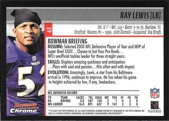 2001 Bowman Chrome #43 Ray Lewis Back
