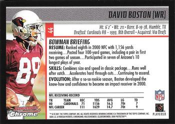 2001 Bowman Chrome #44 David Boston Back