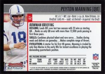 2001 Bowman Chrome #67 Peyton Manning Back