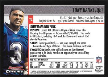 2001 Bowman Chrome #76 Tony Banks Back