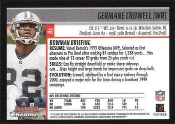 2001 Bowman Chrome #83 Germane Crowell Back