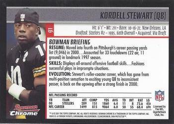 2001 Bowman Chrome #91 Kordell Stewart Back