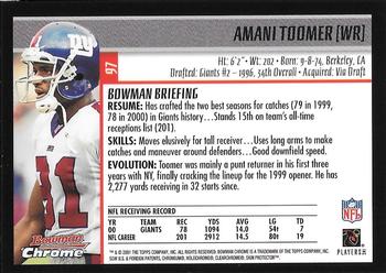 2001 Bowman Chrome #97 Amani Toomer Back