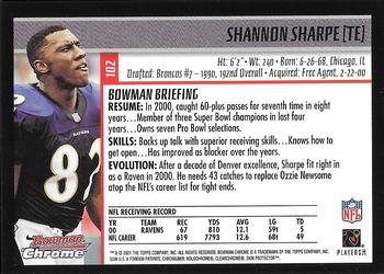 2001 Bowman Chrome #102 Shannon Sharpe Back