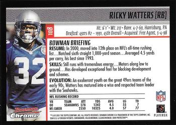2001 Bowman Chrome #108 Ricky Watters Back