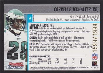 2001 Bowman Chrome #112 Correll Buckhalter Back