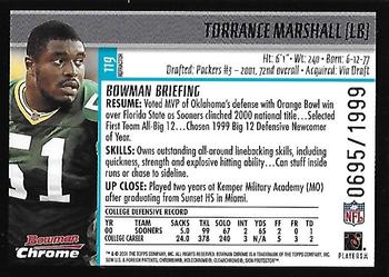 2001 Bowman Chrome #119 Torrance Marshall Back