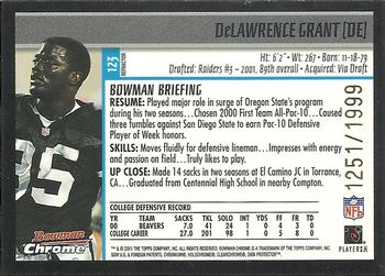 2001 Bowman Chrome #123 DeLawrence Grant Back