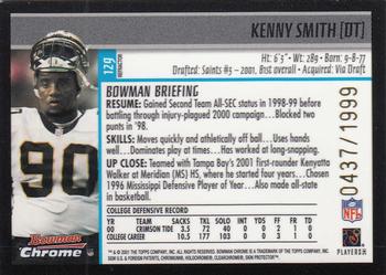2001 Bowman Chrome #129 Kenny Smith Back