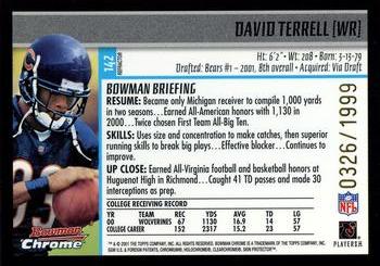2001 Bowman Chrome #142 David Terrell Back
