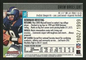 2001 Bowman Chrome #144 Drew Brees Back