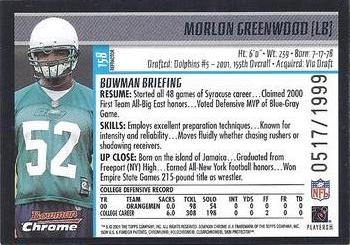 2001 Bowman Chrome #158 Morlon Greenwood Back