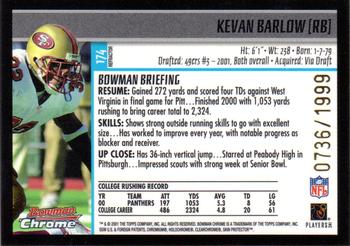 2001 Bowman Chrome #174 Kevan Barlow Back