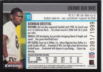 2001 Bowman Chrome #176 Onome Ojo Back