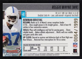 2001 Bowman Chrome #189 Reggie Wayne Back