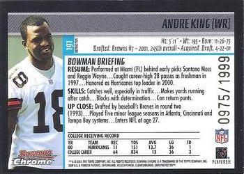 2001 Bowman Chrome #191 Andre King Back