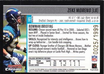 2001 Bowman Chrome #195 Zeke Moreno Back
