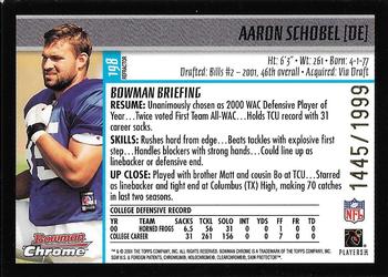 2001 Bowman Chrome #198 Aaron Schobel Back