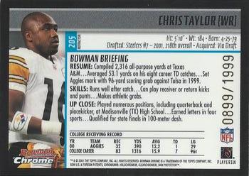 2001 Bowman Chrome #205 Chris Taylor Back