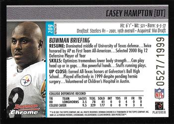 2001 Bowman Chrome #209 Casey Hampton Back
