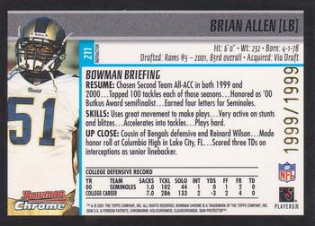 2001 Bowman Chrome #211 Brian Allen Back
