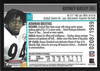 2001 Bowman Chrome #212 Rodney Bailey Back