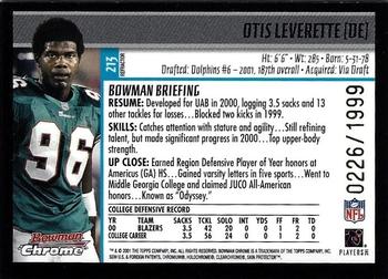 2001 Bowman Chrome #213 Otis Leverette Back