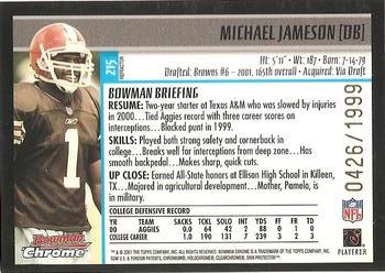 2001 Bowman Chrome #215 Michael Jameson Back
